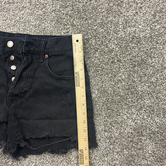 Aeropostale Shorts Womens 4 High Rise Cut-Off Distressed Button Fly jean cowgirl - Picture 8 of 12